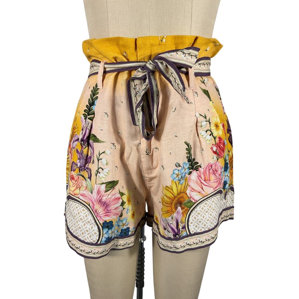 Agua Bendita Belted Floral Adisson Shorts Size M - Picture 2 of 5